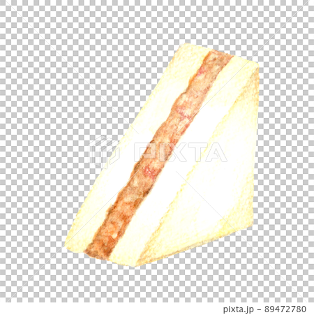 シーチキンマヨネーズのサンドイッチ　料理・カフェメニューの手描き水彩イラスト素材 89472780
