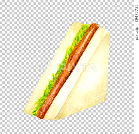 ハムカツとキャベツのサンドイッチ 料理 カフェメニューの手描き水彩イラスト素材のイラスト素材 4727