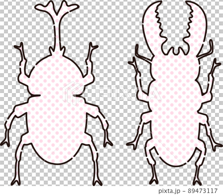 Summer beetle stag beetle insect fancy silhouette fashionable cute illustration material set Summer beetle stag beetle insect fancy silhouette fashionable cute illustration material set 89473117
