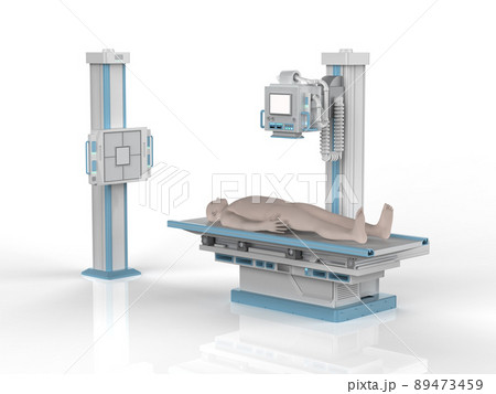 x-ray treatment with x-ray scanner machine and model patient 89473459