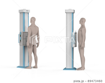 x-ray treatment with x-ray scanner machine and model patient 89473460