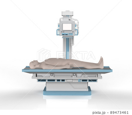 x-ray treatment with x-ray scanner machine and model patient 89473461