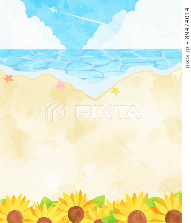 シンプルな浜辺と海の風景イラスト 89474014