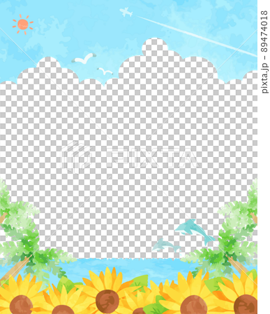 かわいい手描きの海の風景イラスト 89474018