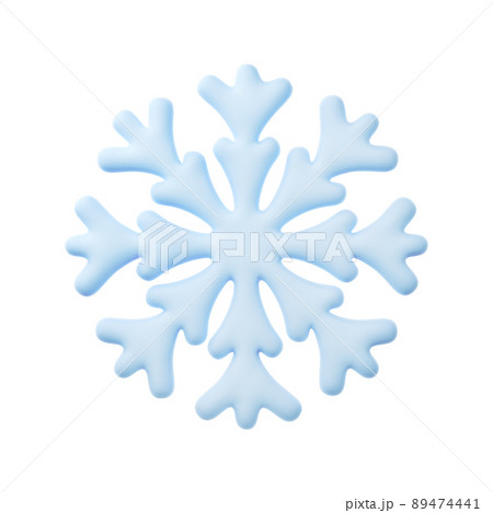 3D Cartoon Weather Icon of Snowflake. Sign of Snowflake Isolated on White Background. Vector Illustration of 3d Render. 89474441