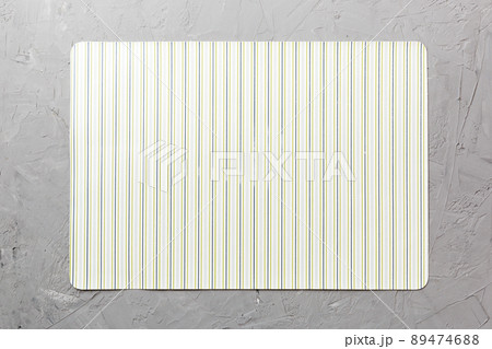 Top view of light tablecloth for food on cement background. Empty space for your design Top view of light tablecloth for food on cement background. Empty space for your design 89474688