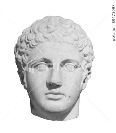 Ancient statue of the antique god of commerce, merchants and travelers Hermes - Mercury. Head sculpture isolated on white background with clipping path Ancient statue of the antique god of commerce, merchants and travelers Hermes - Mercury. Head sculpture isolated on white background with clipping path 89475097