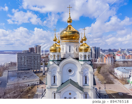 Golden domes of the Christian cathedral.  Golden domes of the Christian cathedral.  89476518