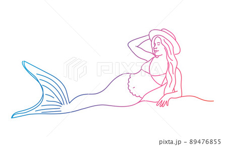 Mermaid in a hat lies on the beach and dreams. Mermaid in a hat lies on the beach and dreams. 89476855