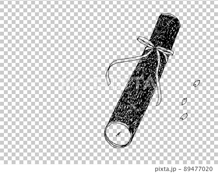 Illustration of a diploma round tube and cherry blossom petals Illustration of a diploma round tube and cherry blossom petals 89477020