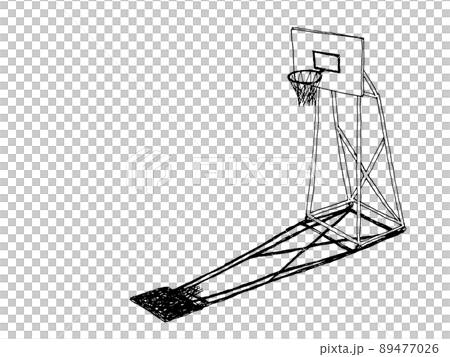 バスケットゴールのペン画イラストのイラスト素材