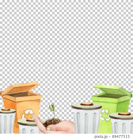 Green ecology symbols. Eco friendly related icons.frame watercolor 89477515