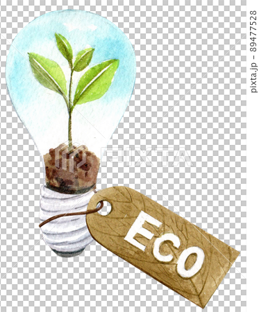 Green ecology symbols. Eco friendly related icons. watercolor 89477528