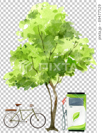 Green ecology symbols. Eco friendly related icons. watercolor 89477529