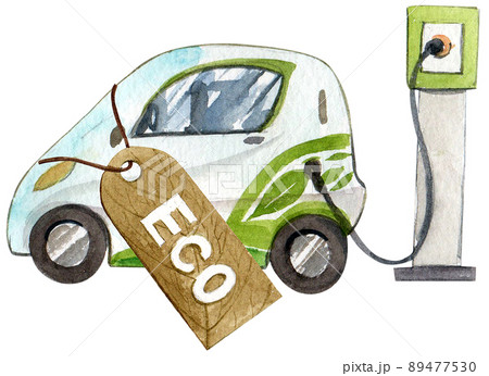 Green ecology symbols. Eco friendly related icons. watercolor Green ecology symbols. Eco friendly related icons. watercolor 89477530