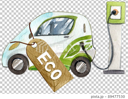 Green ecology symbols. Eco friendly related icons. watercolor Green ecology symbols. Eco friendly related icons. watercolor 89477530