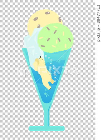 北極熊在冰浮中游泳 北極熊在冰浮中游泳 89477713