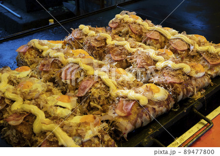 お好み焼き 食べ物 料理 祭り 縁日 出店 露店 調理 和食 鉄板焼き 焼きそばの写真素材 [89477800] - PIXTA