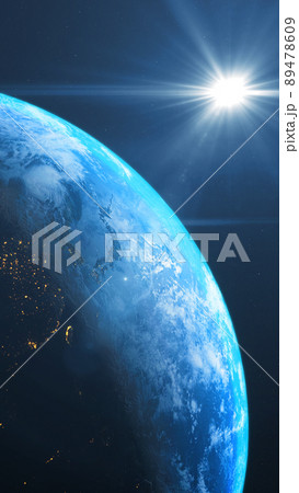 地球　太陽光フレア　背景素材　背景宇宙 89478609