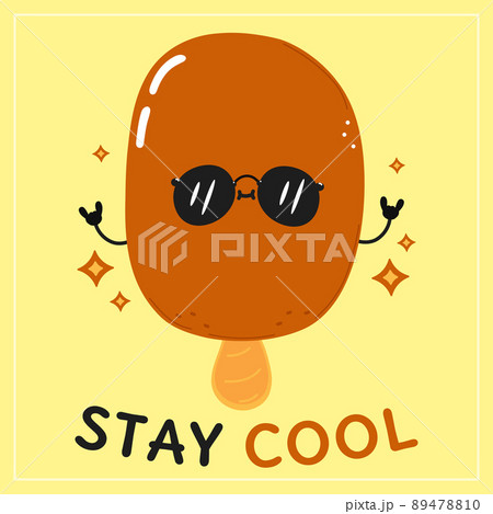 Cute funny ice cream card. Vector hand drawn cartoon kawaii character illustration icon. Isolated on white background. Happy ice cream character concept 89478810