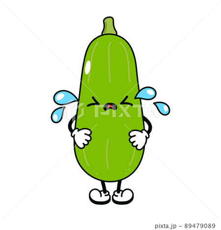 Cute funny crying sad vegetable marrow character. Vector hand drawn traditional cartoon vintage, retro, kawaii character illustration. Isolated background. Crying vegetable marrow character concept Cute funny crying sad vegetable marrow character. Vector hand drawn traditional cartoon vintage, retro, kawaii character illustration. Isolated background. Crying vegetable marrow character concept 89479089