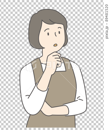 考えるエプロンの女性 89481520