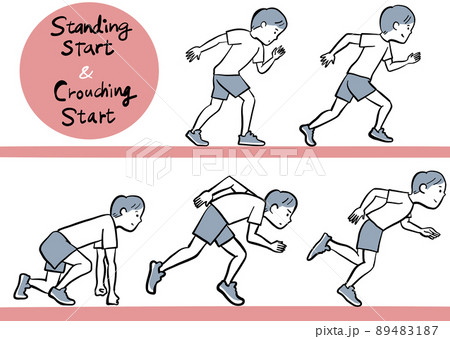 体育のスタートポーズのトレーニングのイラスト素材 4187