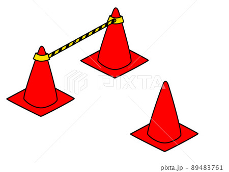 赤のパイロンとセーフティバー 89483761