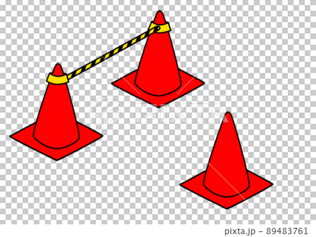 赤のパイロンとセーフティバー 89483761