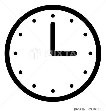 3時ちょうどを示すシンプルな時計の文字盤のイラスト素材 [89483895