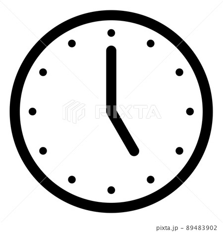 5時ちょうどを示すシンプルな時計の文字盤のイラスト素材 4902