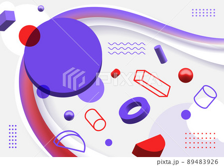 Abstract 3D geometric elements sparse pattern on white background 89483926