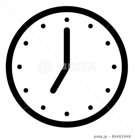 7時ちょうどを示すシンプルな時計の文字盤のイラスト素材 4948