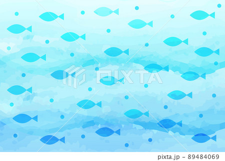 魚 夏 海 海底 川 水面 涼しい 水族館 水彩 シルエット RGBカラー 89484069