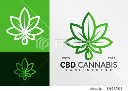 CBD Cannabis Oil Logo Design Vector illustration template 89485034