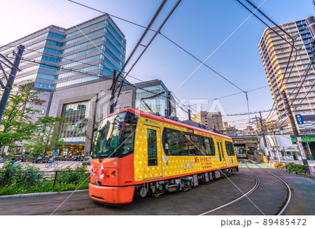 日本の東京都市景観　大塚駅や都電荒川線などを望む 89485472