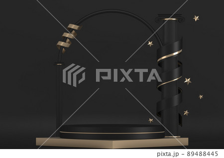 black stage podium for products decoration suitable .3D rendering 89488445