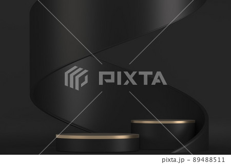black stage podium for products decoration suitable .3D rendering 89488511