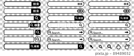 検索窓　インターネット検索のアイコン　指　クリックのセット 89489032