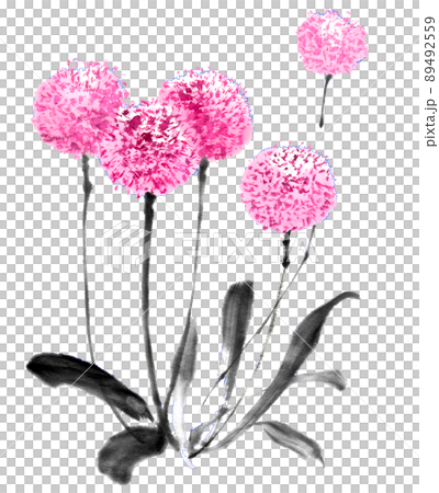 水墨画技法で描いたアリウム 89492559