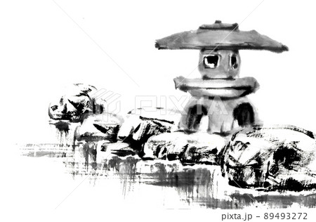 水墨画技法で描いた松の枝 水墨画技法で描いた松の枝 89493272