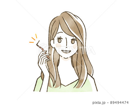 歯間ブラシを使っている女性 89494474