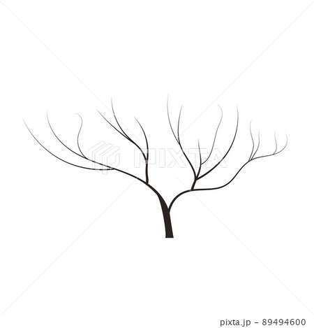 bald handdraw tree vector illustration element for game design. winter tree without crown. dead tree 89494600