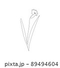 flower continuous one line icon. Isolated single flower silhouette. Modern minimal style linear logo. Floral element, symbol for poster, social media stories, card, cover. Vector scribble 89494604