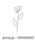 flower continuous one line icon. Isolated single flower silhouette. Modern minimal style linear logo. Floral element, symbol for poster, social media stories, card, cover. Vector scribble 89494605