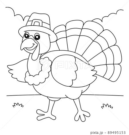 Thanksgiving Turkey Pilgrim Hat Coloring Page 89495153