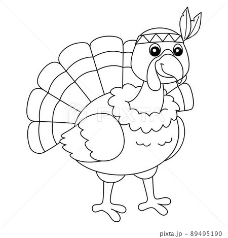 Thanksgiving Turkey Indian Headdress Isolated  89495190