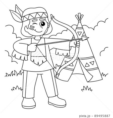 indian boy coloring page