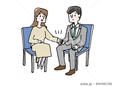 望まない同僚からの接触に悩みを抱える男性　職場でのセクハラ　温かみのある手書きの人物 89496296