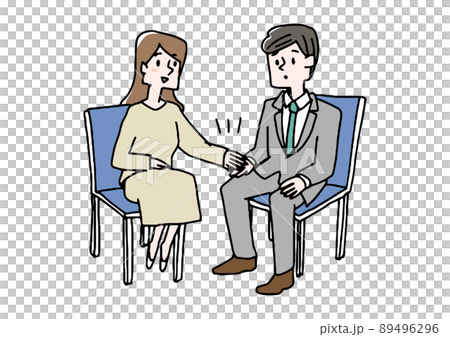 望まない同僚からの接触に悩みを抱える男性　職場でのセクハラ　温かみのある手書きの人物 89496296